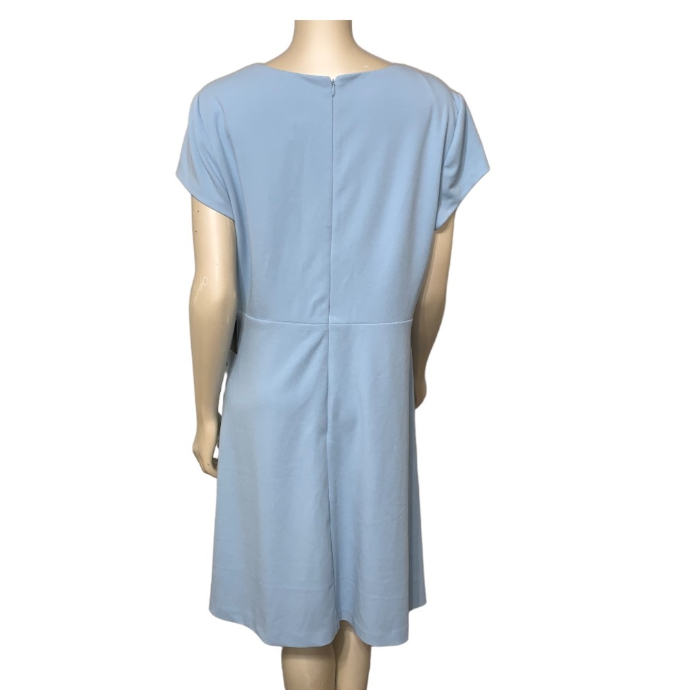 ✨NWT✨ Adrianna Papell DRAPED AND PLEATED CREPE SHORT DRESS IN BLUE MIST - Picture 6 of 13